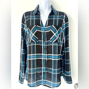 Express The Portofino Shirt Womens Plaid Long Sleeve